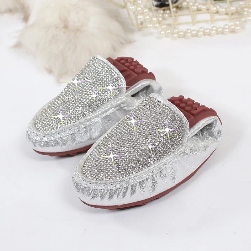 Sequines Cloth Women foldable flats crystal rivets mocasines female elastic band slip on loafers 41-43 big size work shoes