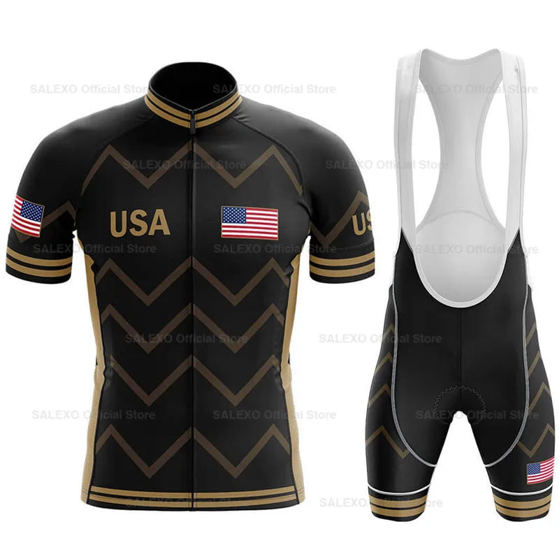 2026 USA Cycling Kit Men's Racing Team Cycling Jersey Set Summer MTB Maillot Bicycle Clothes Outdoor Equipment Cycling Clothing