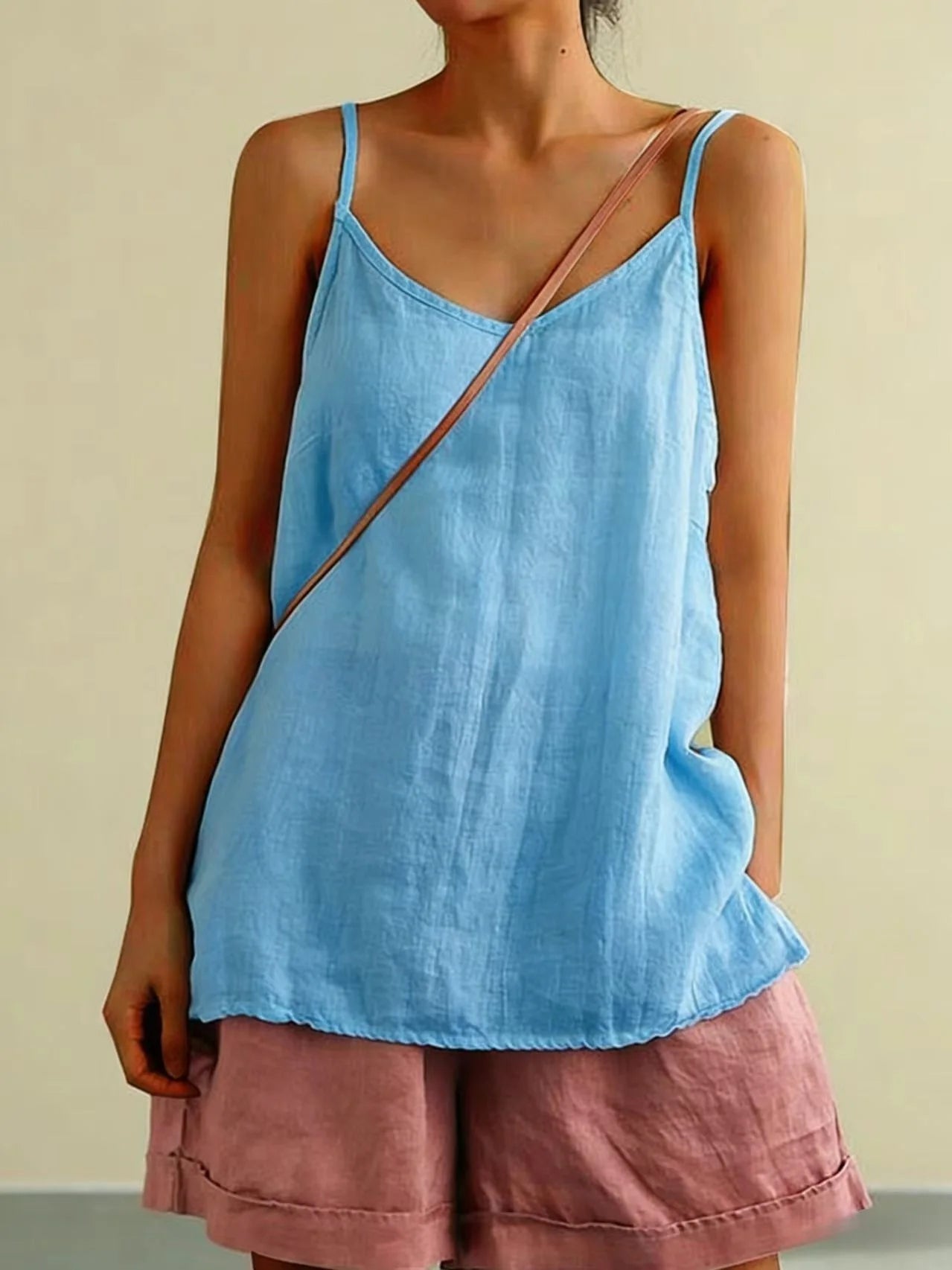 Women's Summer Thin Cotton Linen Style Camisole Fashion Sling Tops T-shirt Women Clothing Casual Tank Top Streetwear