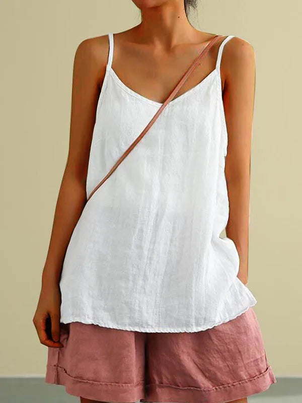 Women's Summer Thin Cotton Linen Style Camisole Fashion Sling Tops T-shirt Women Clothing Casual Tank Top Streetwear