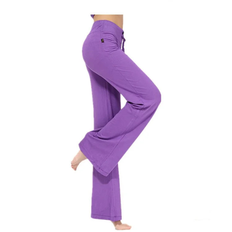 Women Leggings Wide Leg Flare Pants With Pockets Drawstring Sports Trousers High Waist Flared Yoga Leggings Fitness Running Jogg