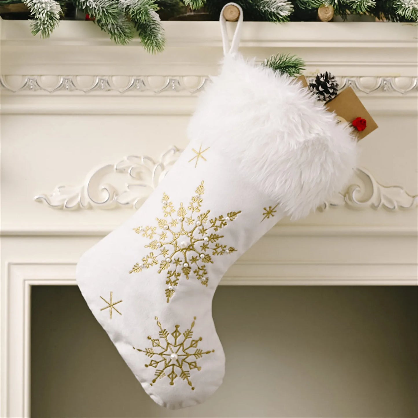 Christmas Stocking Multiple Styles Snowflake Tree Ornament Festive Holiday Christmas Home Decor Collectible Gift Hanging