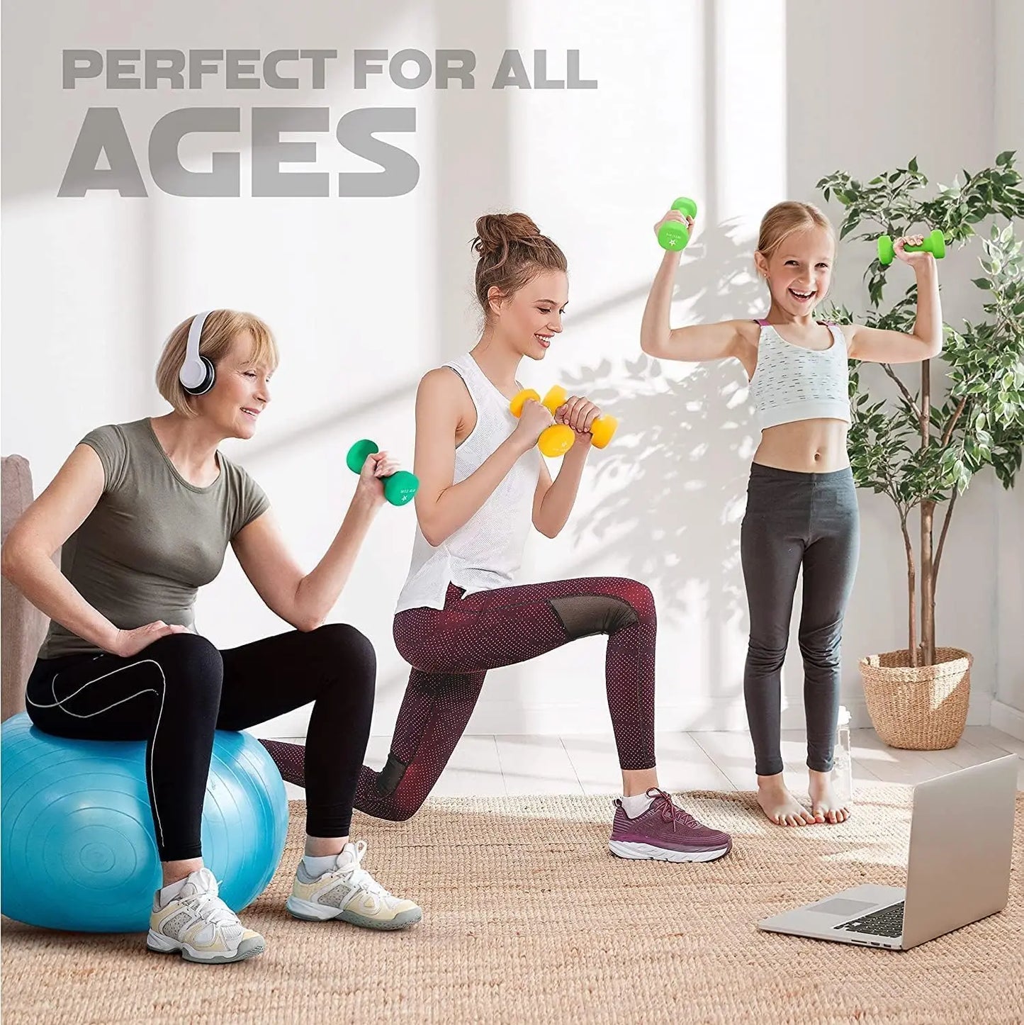 Coated Dumbbell Hand Weight Sets Multiple Weight Options with Rack Anti roll Anti Slip Hexagon Shape