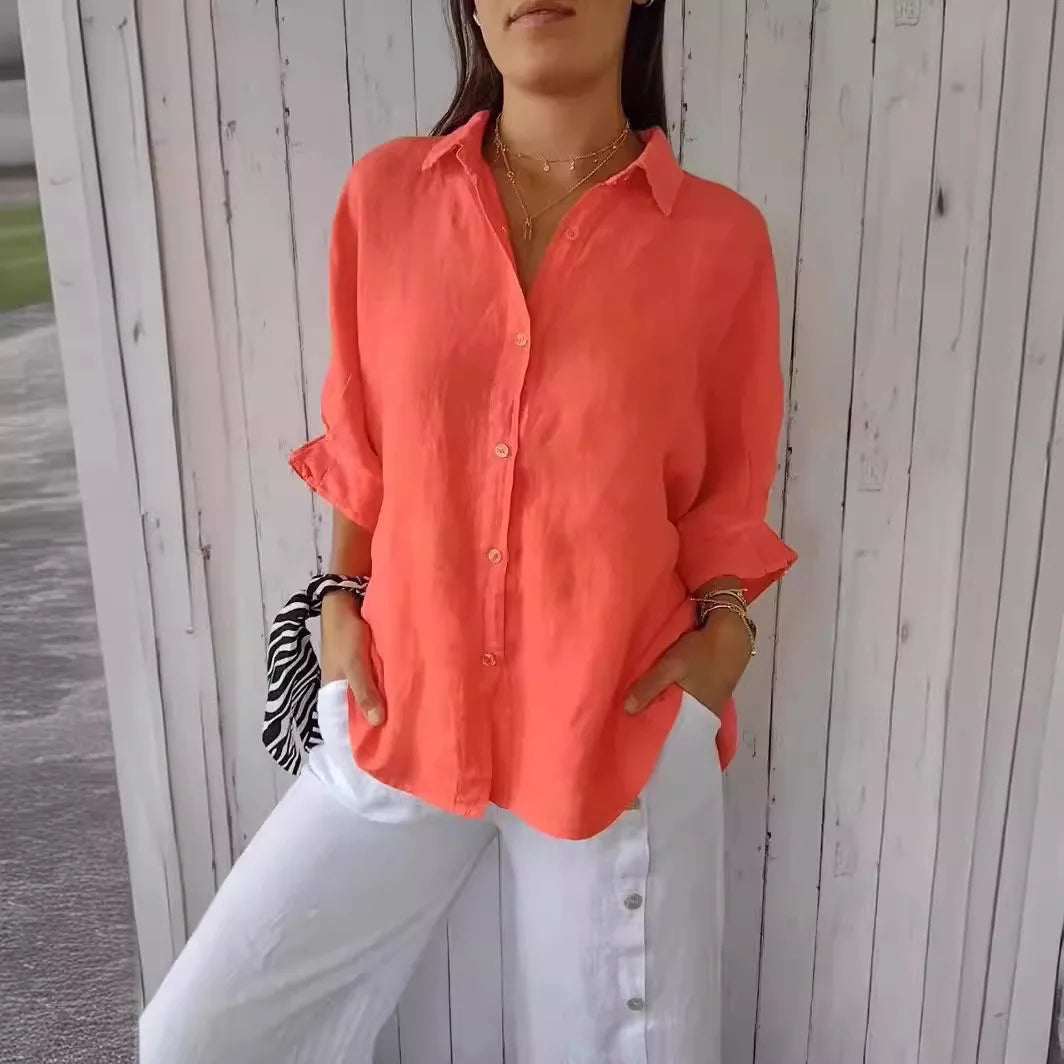 Summer Cotton Linen T Shirt Women Clothes Blouses Woman T-Shirts Loose Streetwear Shirt Casual Ladies Tops Tee