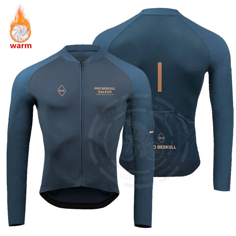 2027 Winter Cycling Jacket Men/Women Thermal Fleece Long Sleeves Cycling Jersey Tops Keep Warm Bicycle Clothing Mountain Bike Clothes