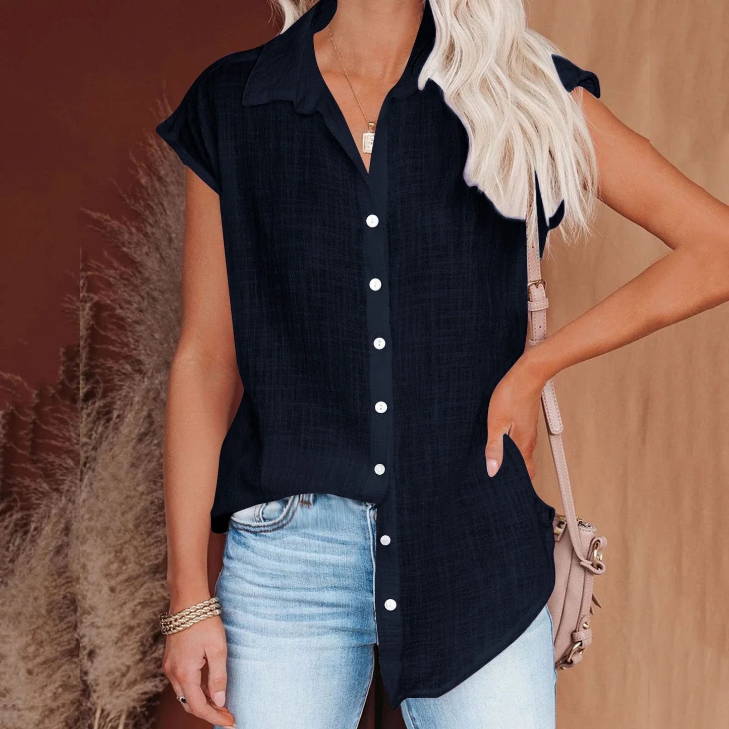 Cotton Linen Shirt Ladies Tops Tee Casual Thin Loose Woman T Shirt Summer Short Sleeve Solid T-Shirts Women Clothing Blouses