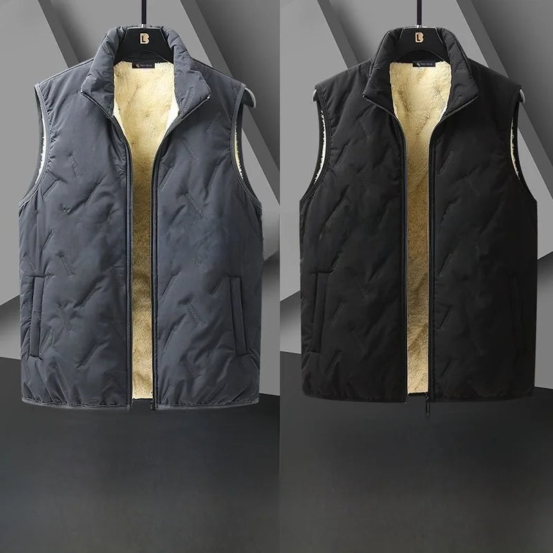 Lamb Velvet Vest  Autumn ~  Winter Outerwear Men's New  Cold Proof, Warmth Sleeveless, Shoulder Pad Outdoor Wear