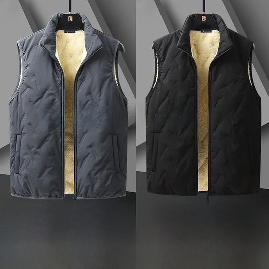 Lamb Velvet Vest  Autumn ~  Winter Outerwear Men's New  Cold Proof, Warmth Sleeveless, Shoulder Pad Outdoor Wear