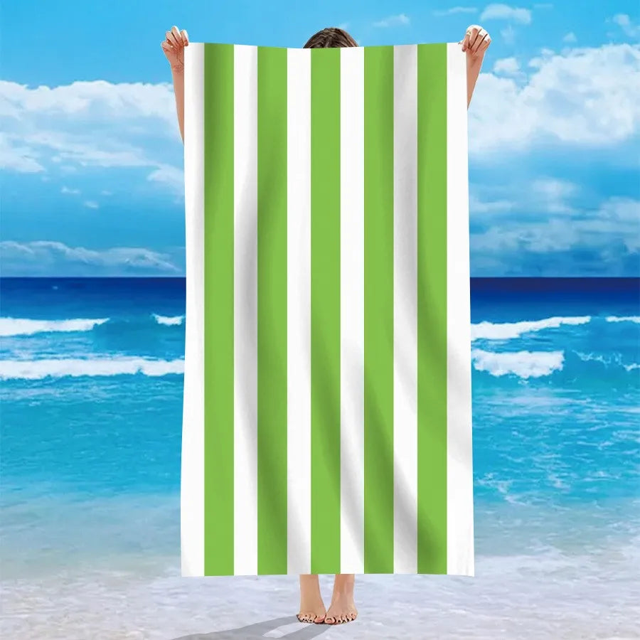 Single Sided Velvet Beach Towel Ultra-Fine Fiber Beach Towel Personalized Striped Pattern Towel Bath Towel