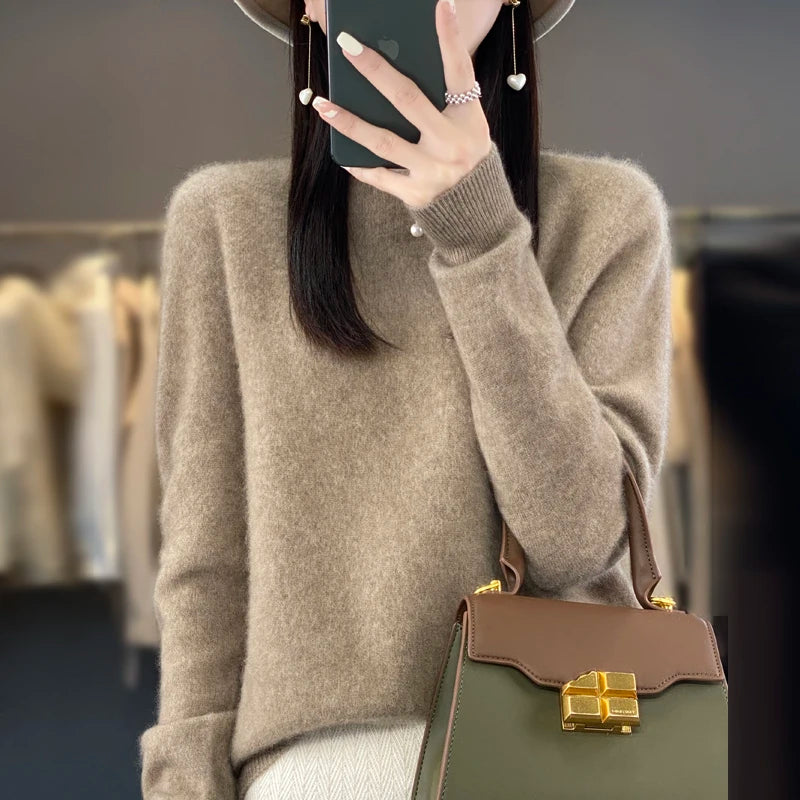 Fall/winter 2026 new cashmere sweater women's sweater 100% merino wool fashion O-neck Spring/Autumn warm pullover