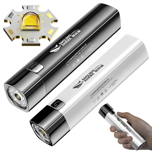High Brightness Flashlight USB Charging Portable LED Torch 3 Gears XPE LED Flashlight Power Bank for Outdoor Hiking Fishing