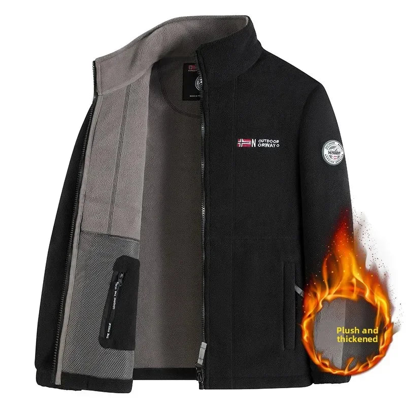High Quality Thickened Fleece Lined Hat Jacket Embroidered Cotton Jacket Warmth Retention Outerwear for Men Summer Thin