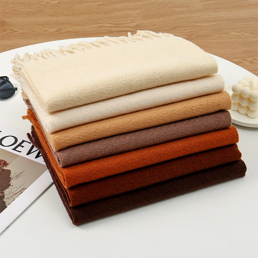 New Winer Warm Cashmere Scarf for Women Fashion Solid Thick Blanket Pashmina Shawl Wrap Female Bufanda Echarpe Foulard 2025