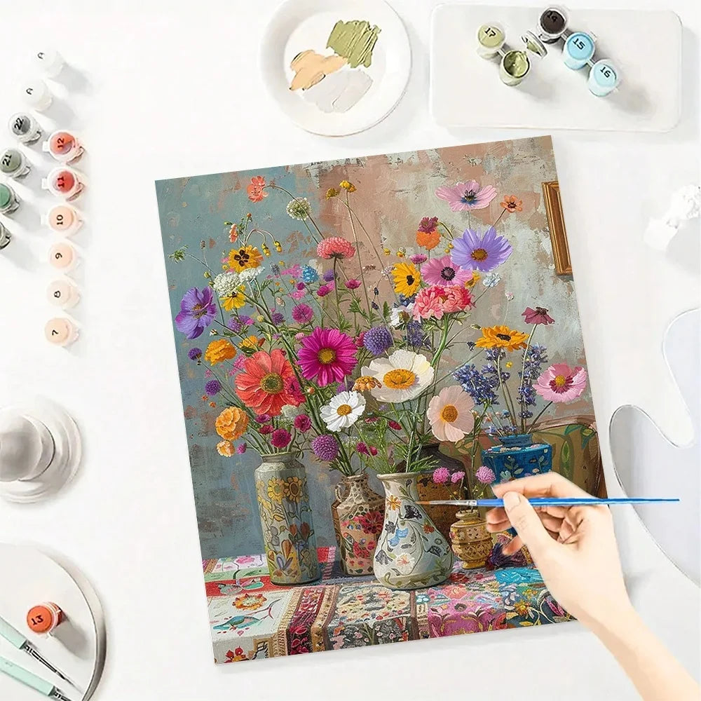 Flower Paint By Numbers For Adult Diy Art Landscape Craft Kit HandPainted On Canvas Home Decor Picture  Valentines Gift