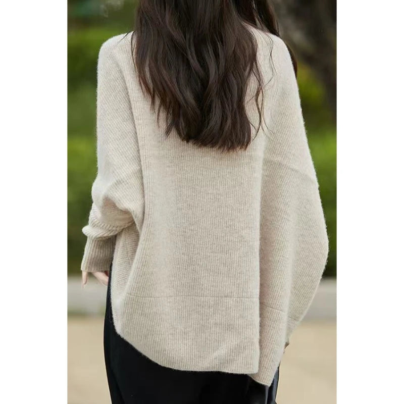 Winter Women Long Sleeve Batwing Sleeve Knitted Top Cardigan Loose Elegant Knitwear Vintage Shawl Autumn Outerwear