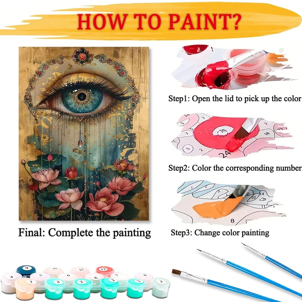 Eye Diy Art Paint By Numbers For Adult Flower Craft Kit HandPainted On Canvas Valentines Gift Home Decor