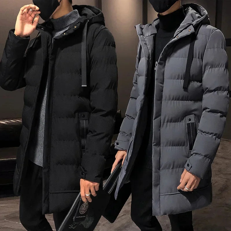 Men's Winter Thickened Mid-Length Cotton Jacket Anti-Cold Donated Military Cotton Coat Winter Sports Student Training Coat