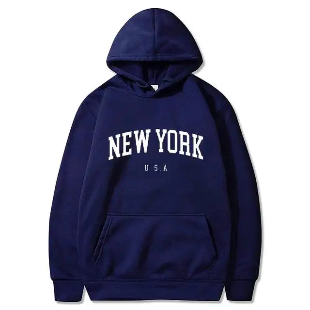 Men / Women New York U.S.A City Hoodies Fashion Letter Printed Graphic Sweatshirts Loose Casual Harajuku Hooded Pullover Sportwear