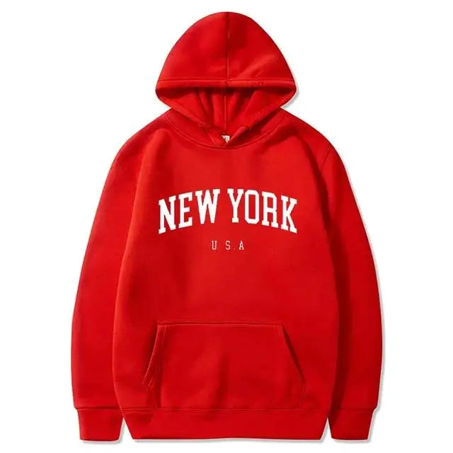 Men / Women New York U.S.A City Hoodies Fashion Letter Printed Graphic Sweatshirts Loose Casual Harajuku Hooded Pullover Sportwear