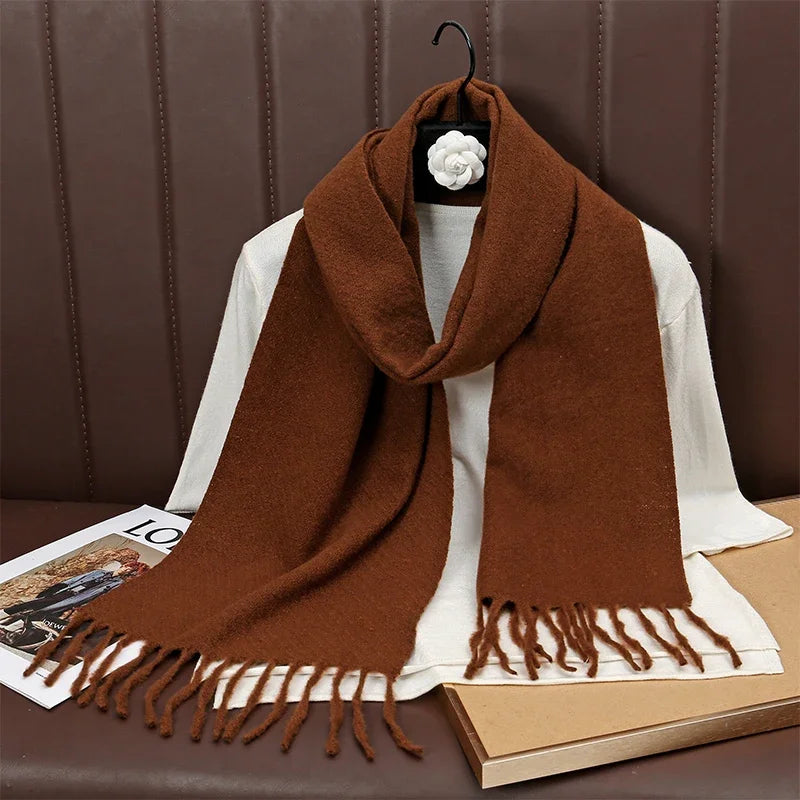 New Winer Warm Cashmere Scarf for Women Fashion Solid Thick Blanket Pashmina Shawl Wrap Female Bufanda Echarpe Foulard 2025