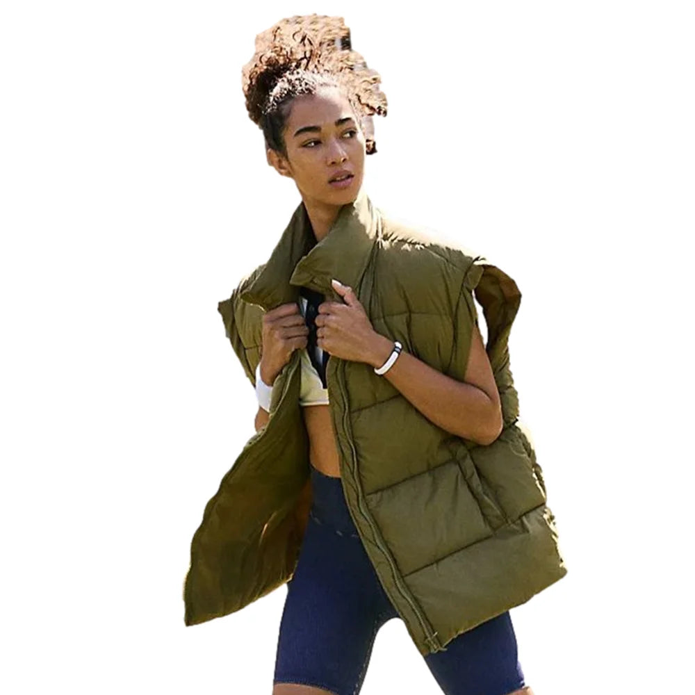 Casual Winter Puffer Vest Warm Casual Sleeveless Puffy Jackets With Pockets Casual Warm Gilet Bubble Puffy Jacket Coats Puffer