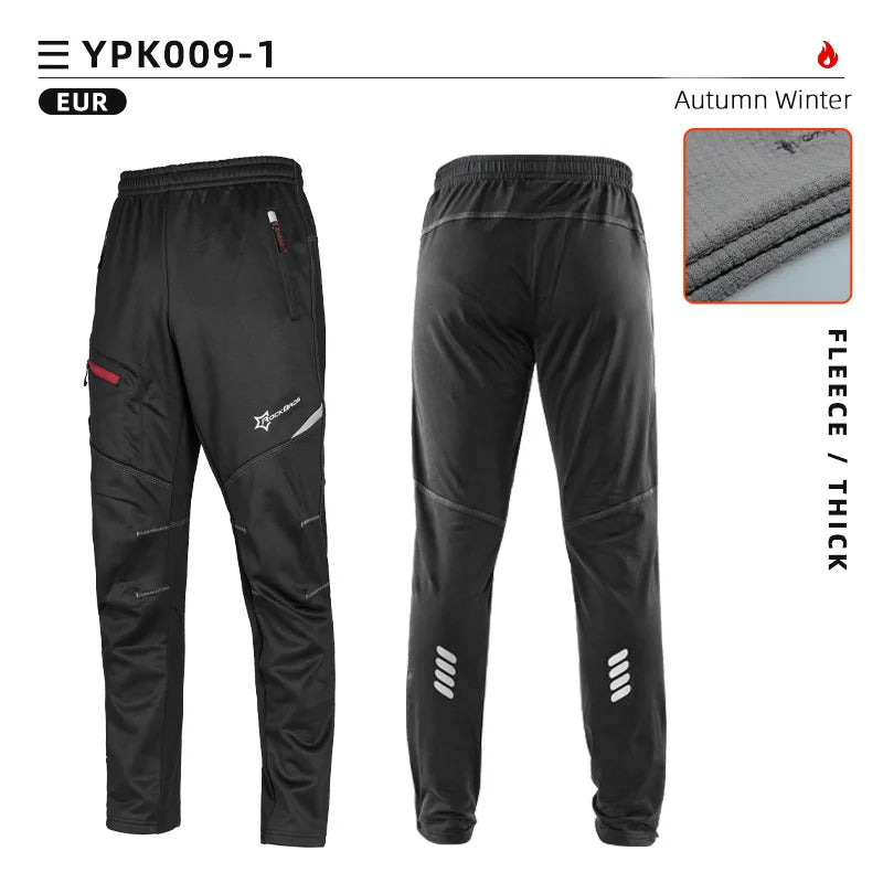 Winter Bike Pants Men Women Thermal Warm Long Cycling Pants Fleece Reflective Windproof MTB Sports Bicycle Trousers