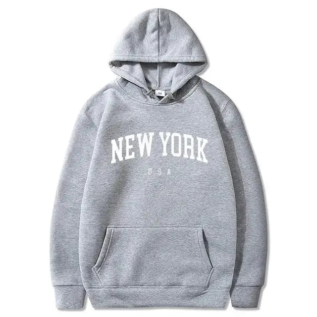 Men / Women New York U.S.A City Hoodies Fashion Letter Printed Graphic Sweatshirts Loose Casual Harajuku Hooded Pullover Sportwear