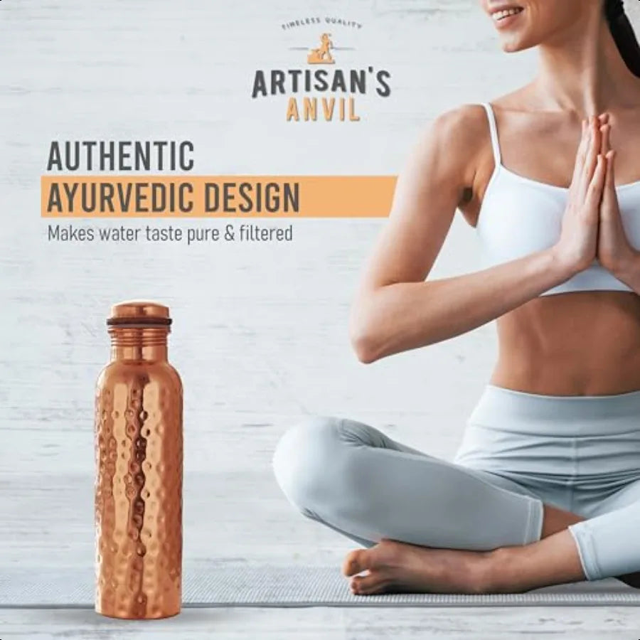 Copper Water Bottle 32oz Versatile and TravelFriendly Pure Copper Water Bottle Ayurvedic Copper Drinking Bottle for Women and M