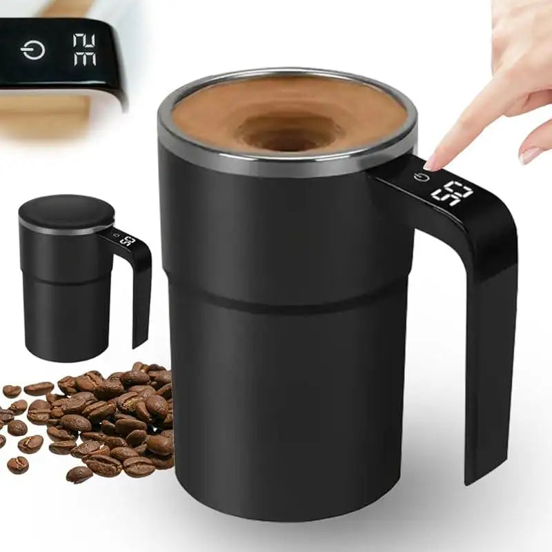 Electric Self-stirring Coffee Mug Magnetic Stirring Cup Rechargeable Automatic Mixing Cup w/LCD Thermometer