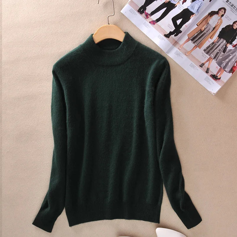 18 Colors Women Cashmere Sweater Pullovers Long Sleeve Pull Femme Half Turtleneck Pullover Women Jumpers