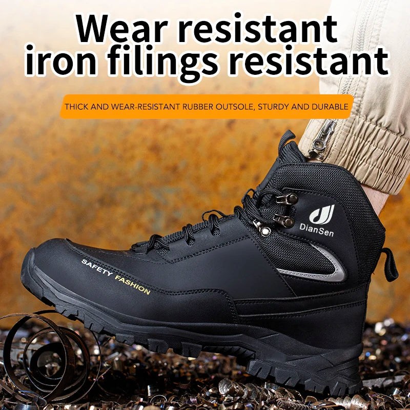 Safety Shoes Steel Toe Work Boots High Top Anti-Puncture Anti-smash Soft Work Sneakers Comfortable Boots Safety Shoes for Men