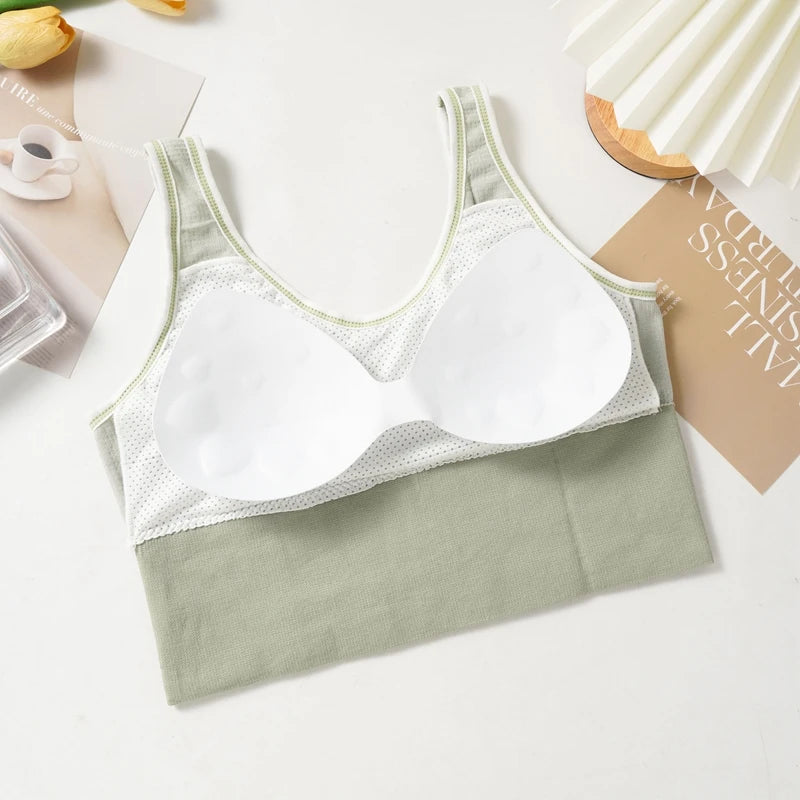 Beautiful U Back Vest Padded Women's High Elasticity Yoga Sports Underwear Lady No Steel Ring Fashion Top Push Up Bra Versatile