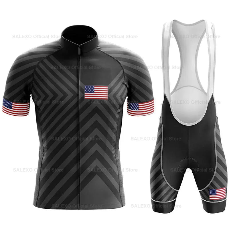 2026 USA Cycling Kit Men's Racing Team Cycling Jersey Set Summer MTB Maillot Bicycle Clothes Outdoor Equipment Cycling Clothing