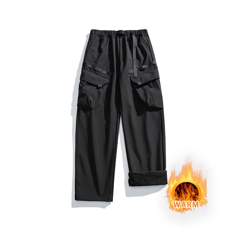 Winter Hiking Pants Men Outdoor Fleece Waterproof Windproof Mountaineering Trousers With Belt Large Pocket Camping Trekking Pant