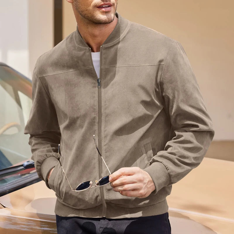Stylish Men's Vintage Long Sleeve Zip-Up Baseball Collar Sports Jacket - Water-Resistant Breathable