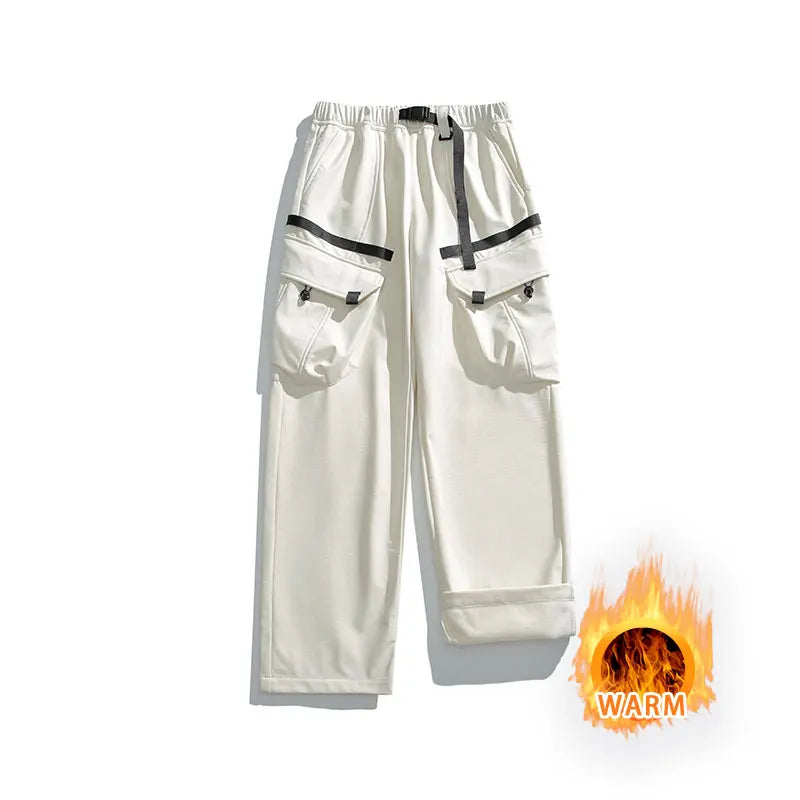 Winter Hiking Pants Men Outdoor Fleece Waterproof Windproof Mountaineering Trousers With Belt Large Pocket Camping Trekking Pant