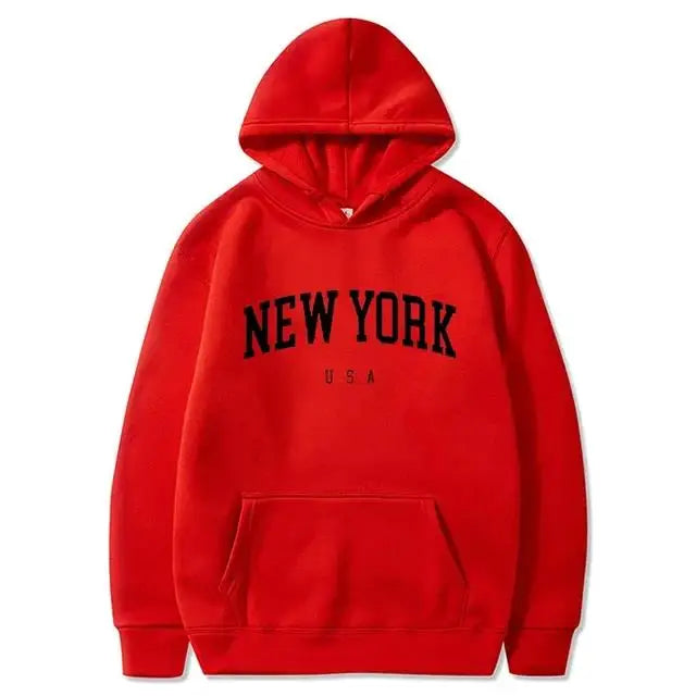 Men / Women New York U.S.A City Hoodies Fashion Letter Printed Graphic Sweatshirts Loose Casual Harajuku Hooded Pullover Sportwear