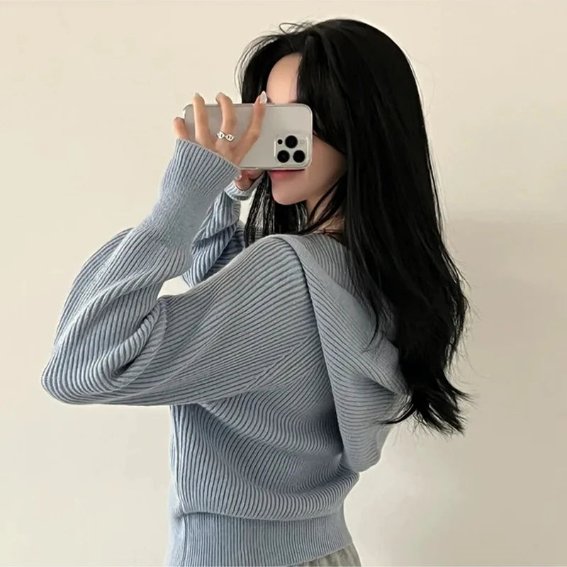 Hooded Knit Cardigan for Women Long Sleeve Fuzzy Zip Up Knit Crop Sweater Jacket Fall Winter Teen-girl Y2K Acubi Outfit