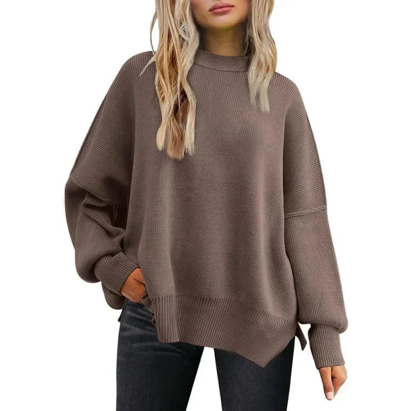 Autumn Women's Oversized Sweaters 2024 Fall Crewneck Batwing Sleeve Pullover Sweaters