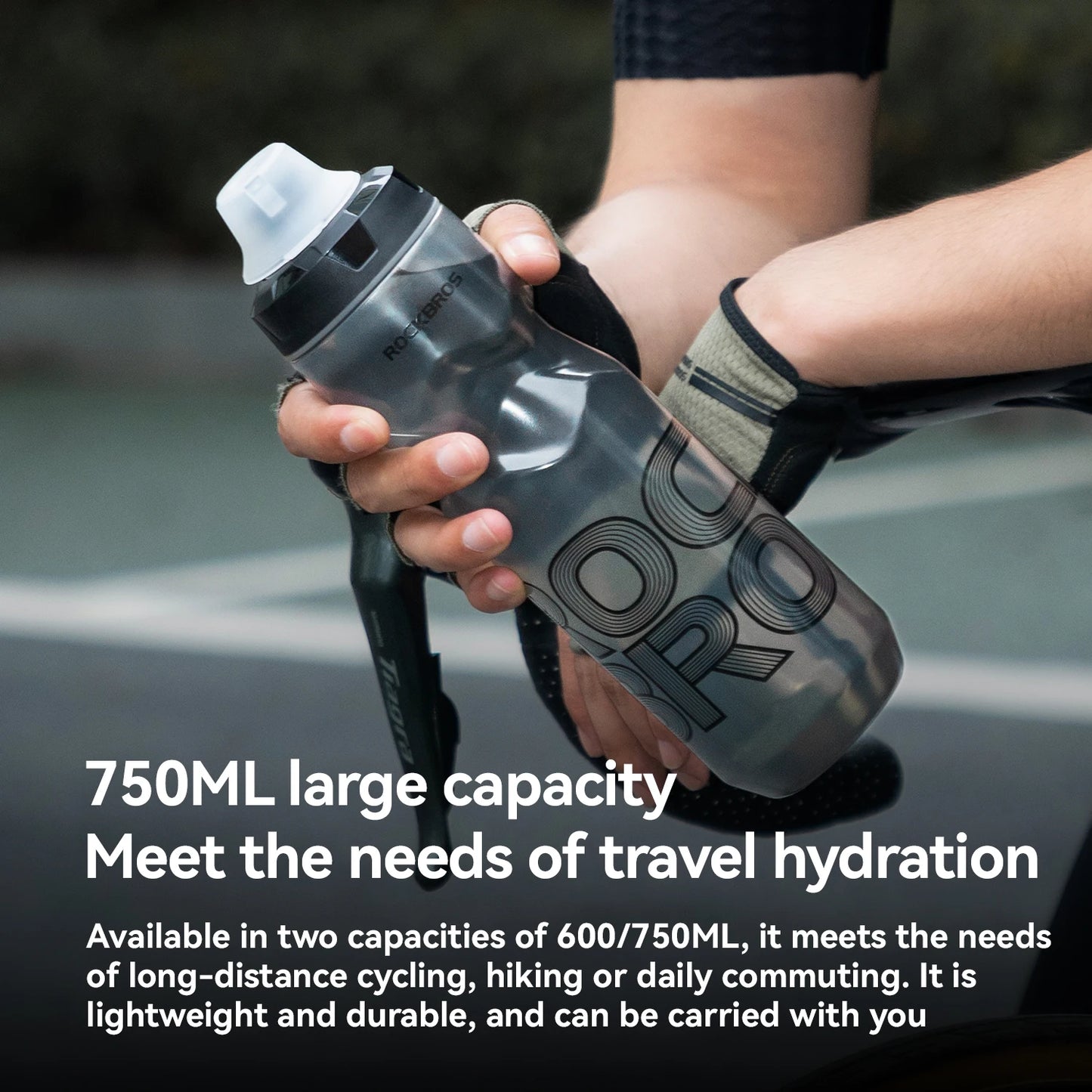Water Bottle 600/750ml Large-Capacity PP5 Lightweight Cycling Sports Drink Kettle Leak-proof Squeeze Water Bottle
