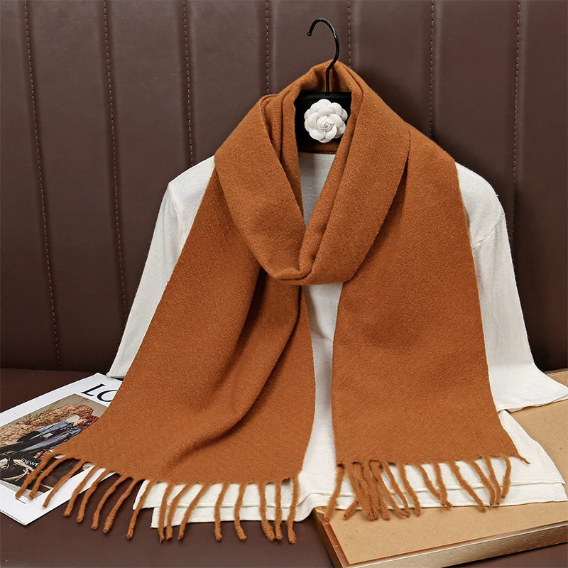New Winer Warm Cashmere Scarf for Women Fashion Solid Thick Blanket Pashmina Shawl Wrap Female Bufanda Echarpe Foulard 2025