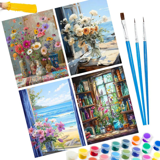 Flower Paint By Numbers For Adult Diy Art Landscape Craft Kit HandPainted On Canvas Home Decor Picture  Valentines Gift