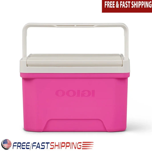 9 QT Ice Chest Cooler with Cool Riser Technology Easy Carry Bale Handle Reversible Lid Tray and Cup Holder Perfect School Office