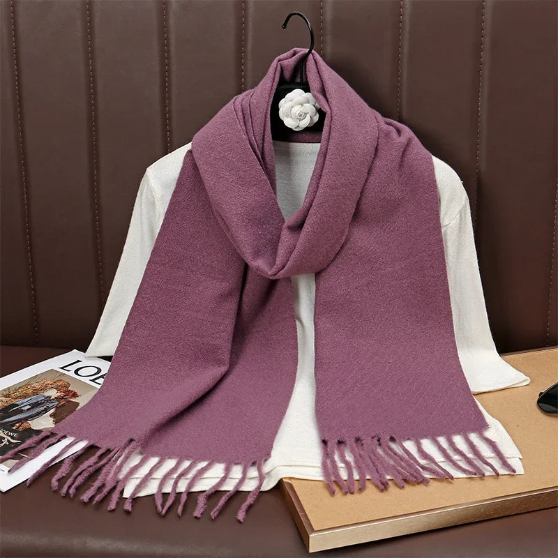 New Winer Warm Cashmere Scarf for Women Fashion Solid Thick Blanket Pashmina Shawl Wrap Female Bufanda Echarpe Foulard 2025