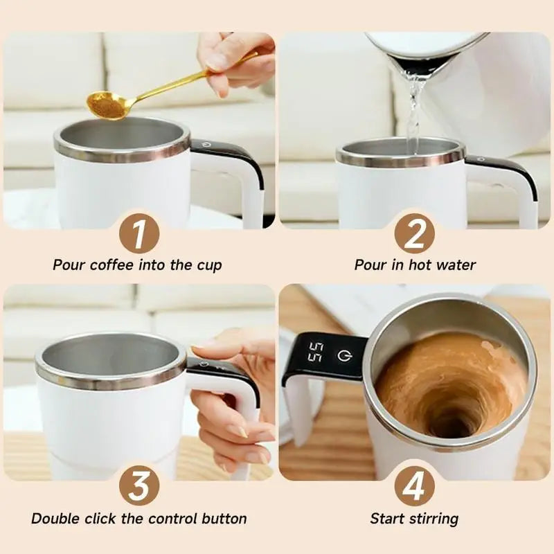 Electric Self-stirring Coffee Mug Magnetic Stirring Cup Rechargeable Automatic Mixing Cup w/LCD Thermometer