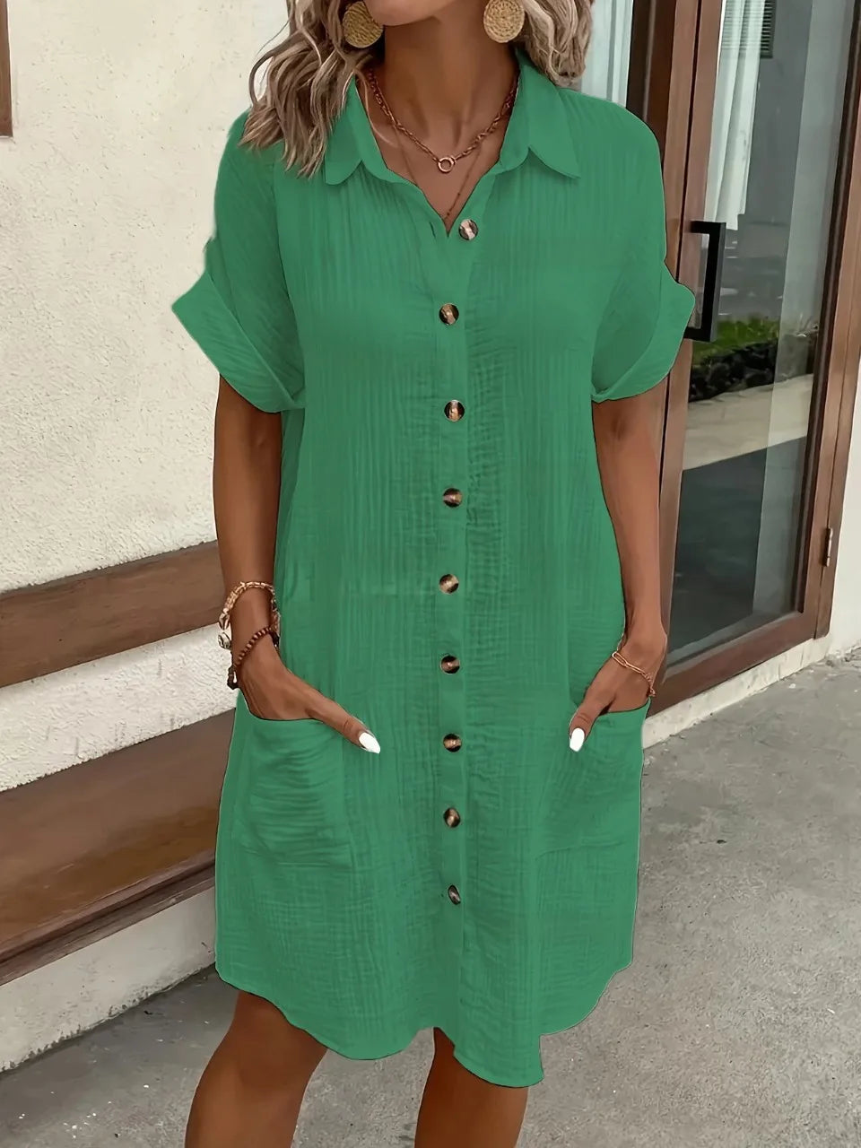 Fashion Casual Cotton Linen Style Dress Woman Short Sleeved Loose Dresses for Women Harajuku Long Shirts