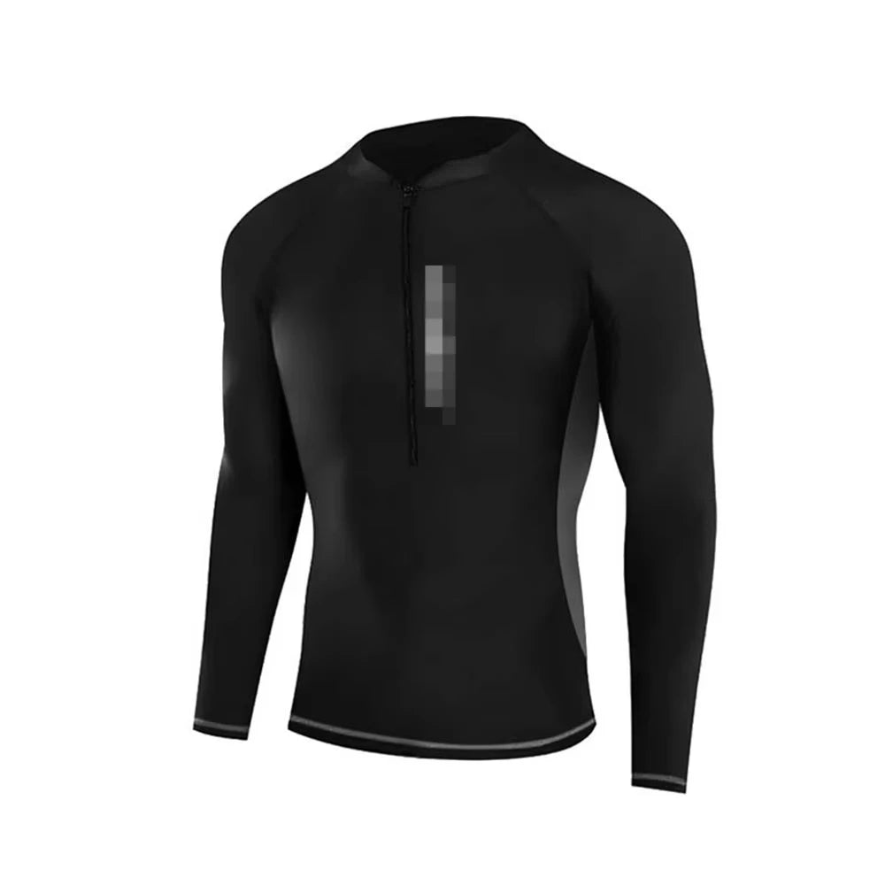 New Mens Quick-Drying Swimsuit Long-Sleeved Sun-proof Beach T-shirt Snorkeling Surfing Suit Water Sports Swimsuit Surfing Top