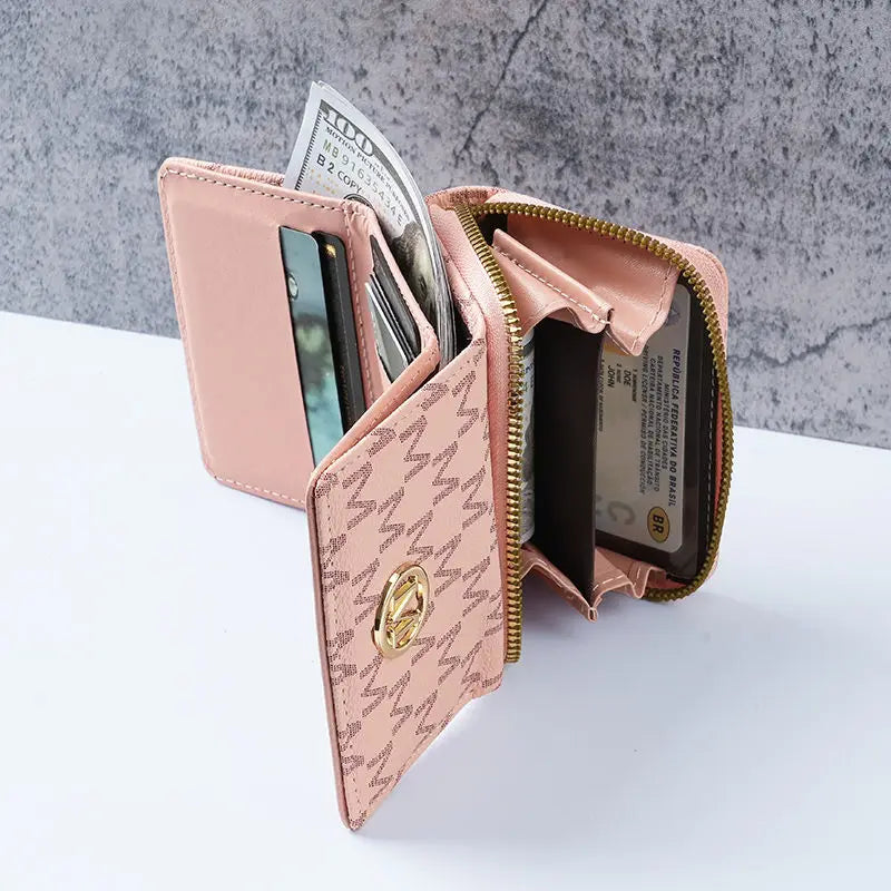 New Women's Zipper Wallet Large Capacity Coin Purse Card Holder Fashionable Print Handbag Slim Clutch Bag