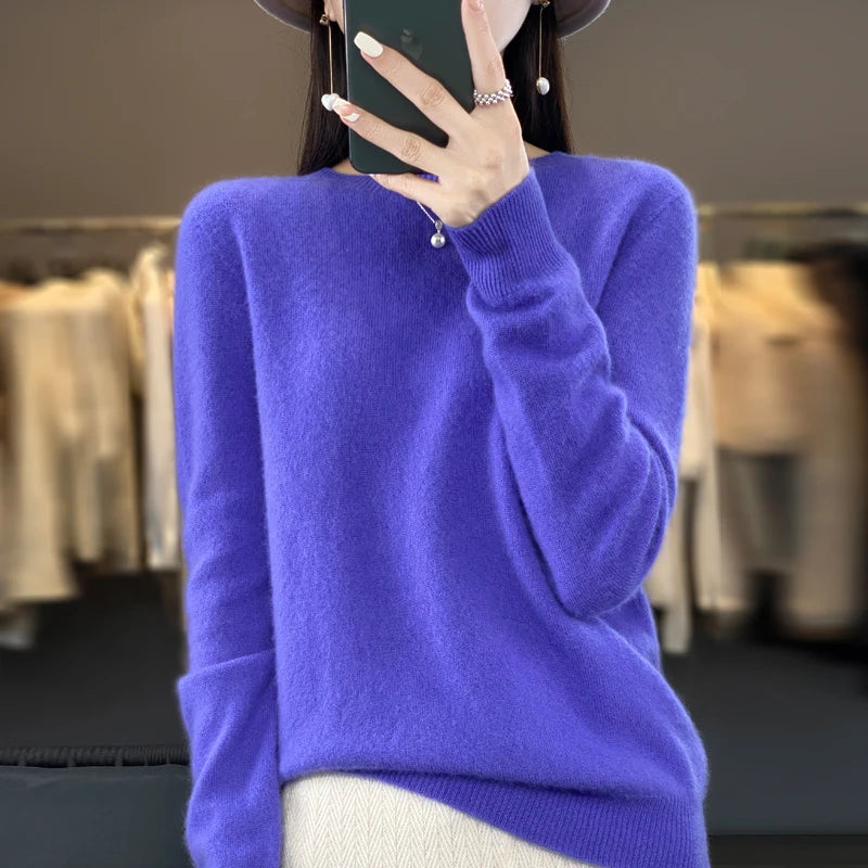 Fall/winter 2026 new cashmere sweater women's sweater 100% merino wool fashion O-neck Spring/Autumn warm pullover