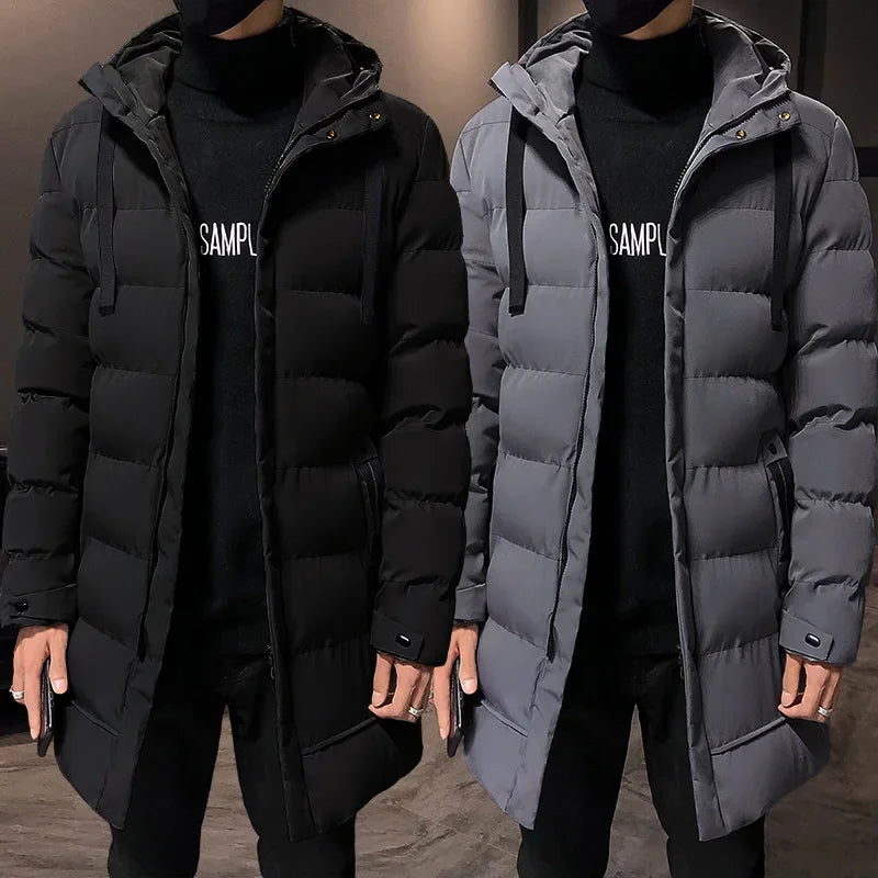 Men's Winter Thickened Mid-Length Cotton Jacket Anti-Cold Donated Military Cotton Coat Winter Sports Student Training Coat